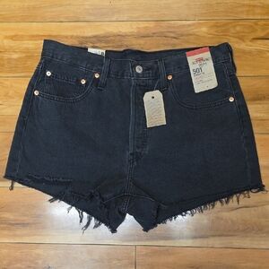 Levi's 501 Women High-Rise Distressed Jean Denim Shorts Size 31 Levis Black NEW